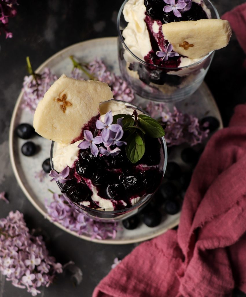 Blueberry Trifle with Lilac Infused Cream