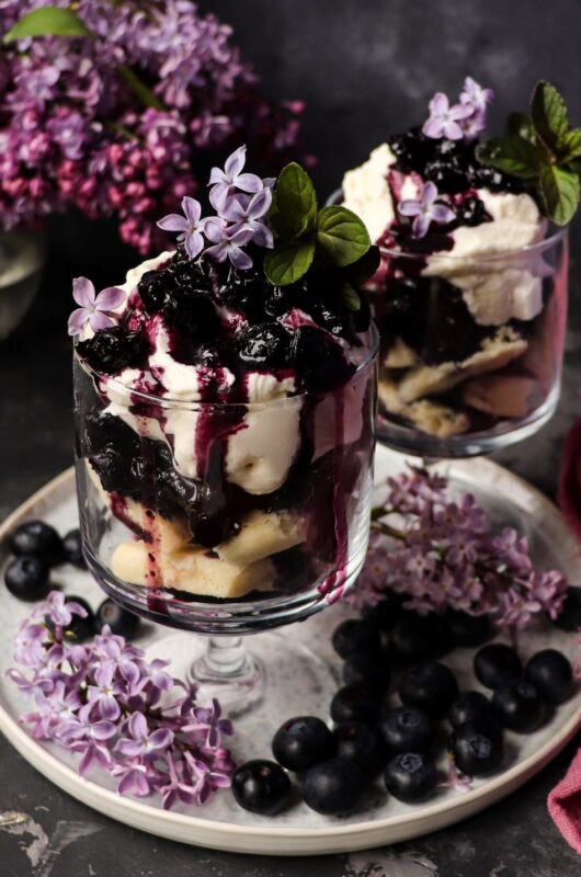Blueberry Trifle with Lilac Infused Cream