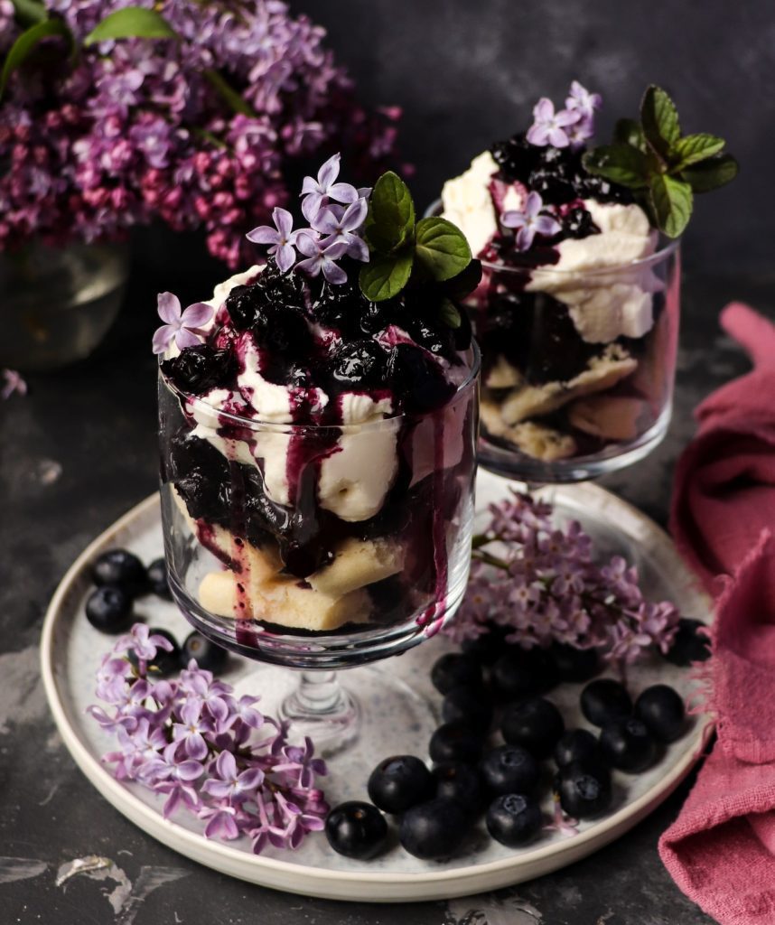 Blueberry Trifle with Lilac Infused Cream