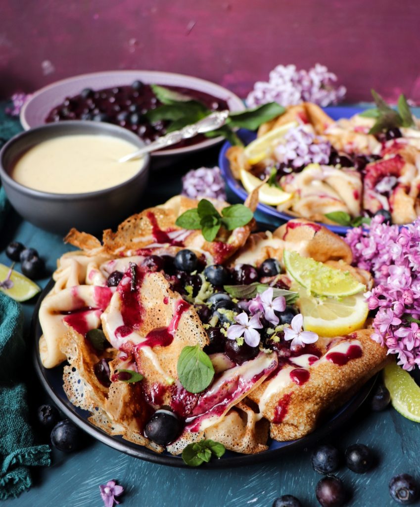 Crêpes with Blueberry Mascarpone Sauce