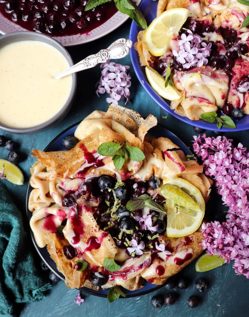 Crêpes with Blueberry Mascarpone Sauce