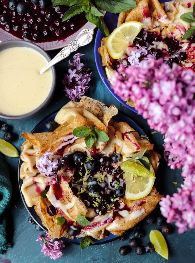 Crêpes with Blueberry Mascarpone Sauce