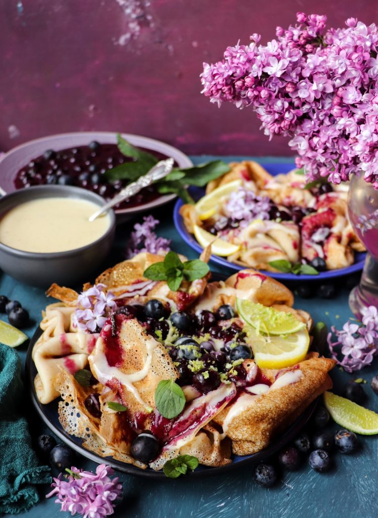 Crêpes with Blueberry Mascarpone Sauce