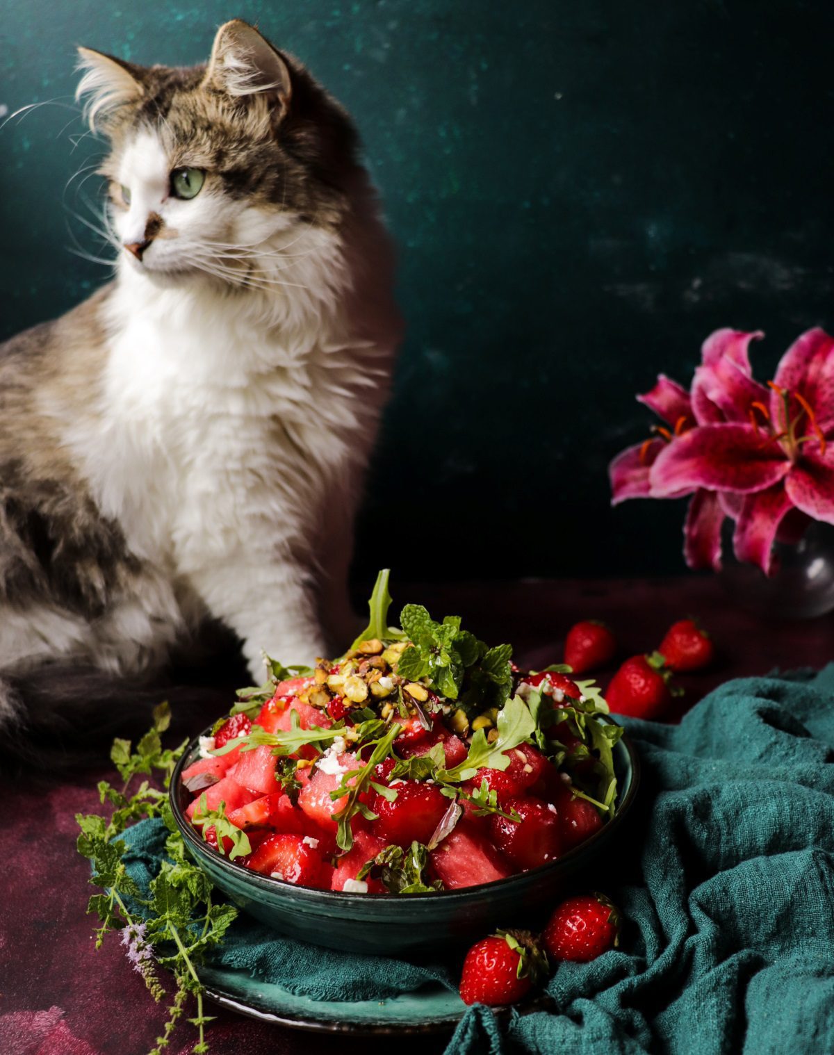 Watermelon Strawberry Pistachio Salad 