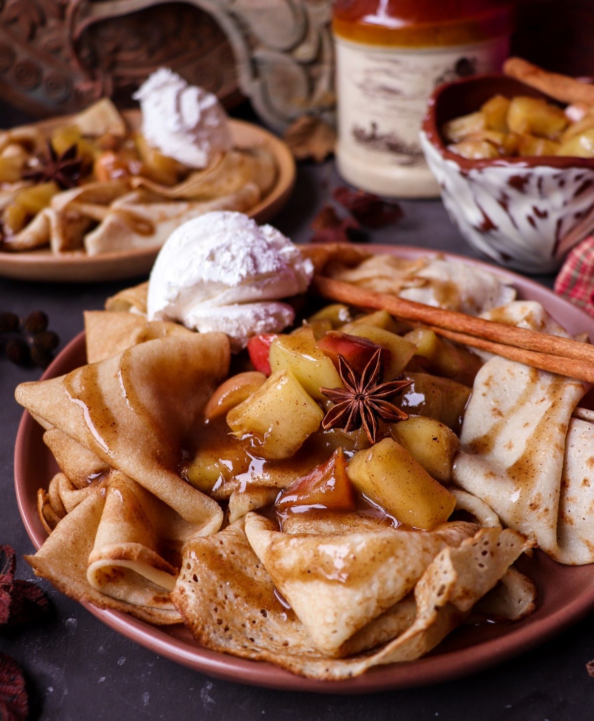 Crêpes with Spiced Maple Apple Sauce