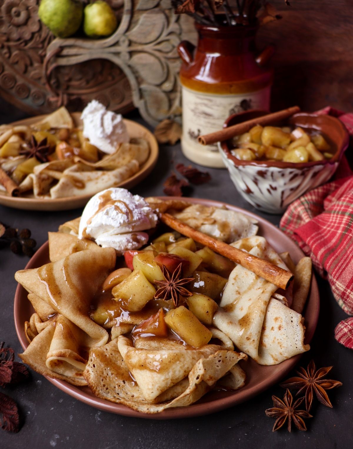 Crêpes with Spiced Maple Apple Sauce