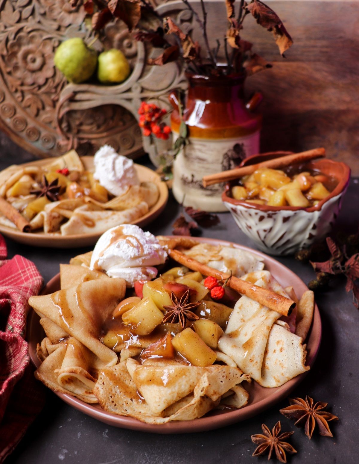 Crêpes with Spiced Maple Apple Sauce
