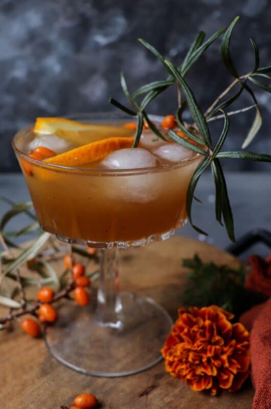 Orange Sea Buckthorn Cocktail with Rum and Orange Liqueur
