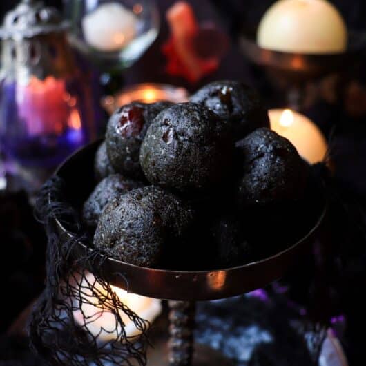 Black Sesame Date Bliss Balls - No-Bake Halloween Treat