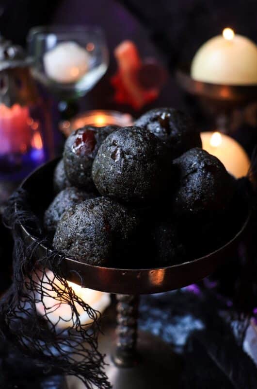 <b>Black Sesame Date Bliss Balls - No-Bake Halloween Treat</b>