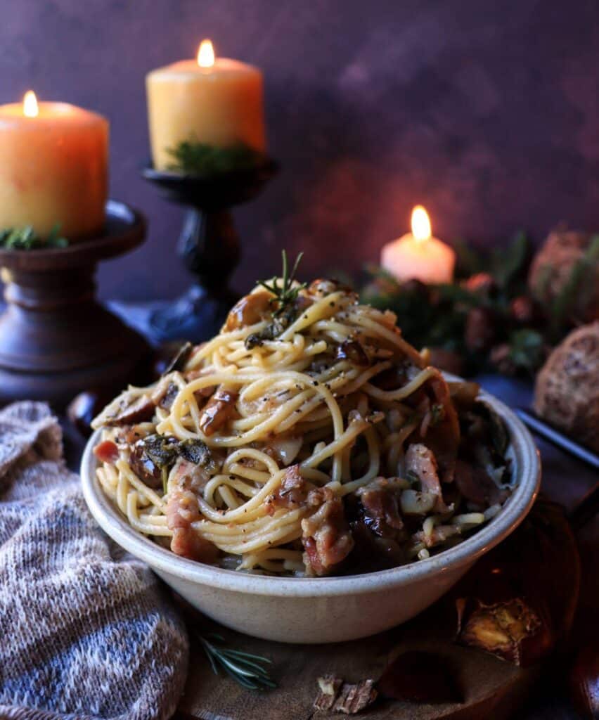 Festive Chestnut and Bacon Pasta for Your Holiday Dinner