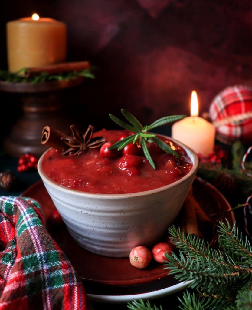 Festive Cranberry Orange Sauce with Brandy – bright, spiced, and citrusy holiday condiment.