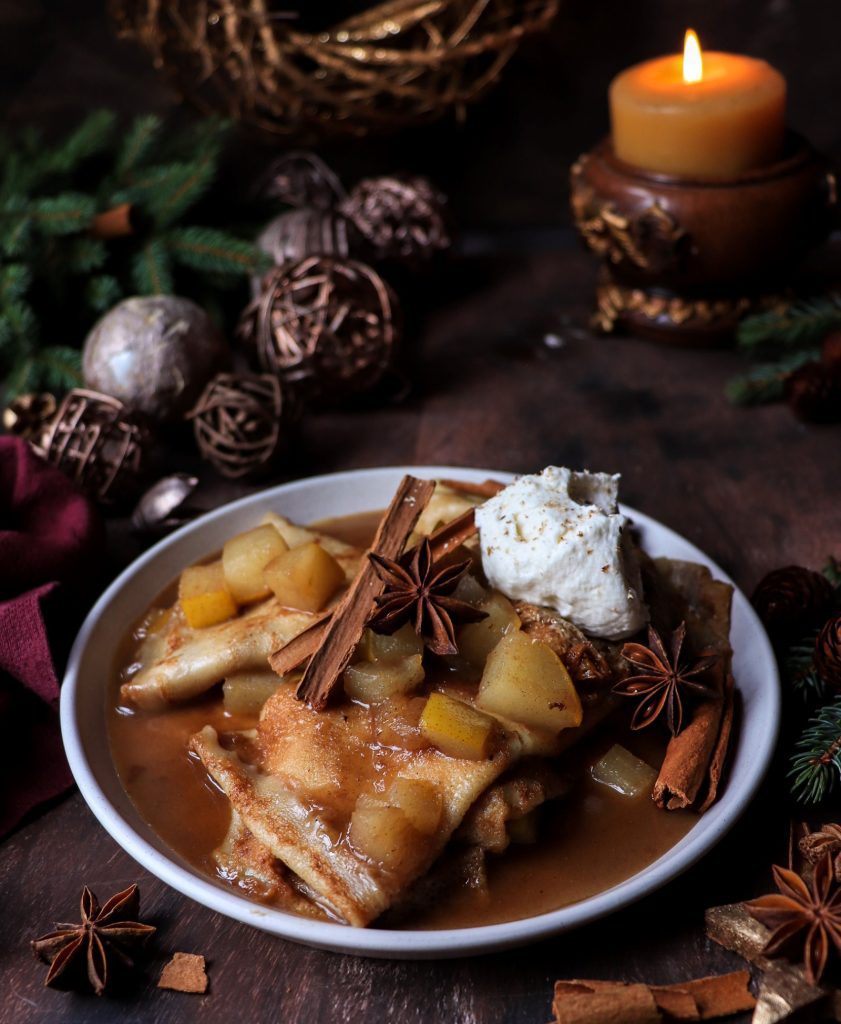Festive Brandy Pear Crêpes – Elegant Holiday Dessert