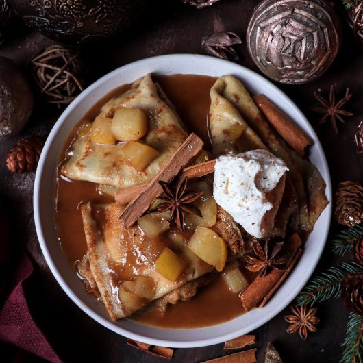 Festive Brandy Pear Crêpes - Elegant Holiday Dessert