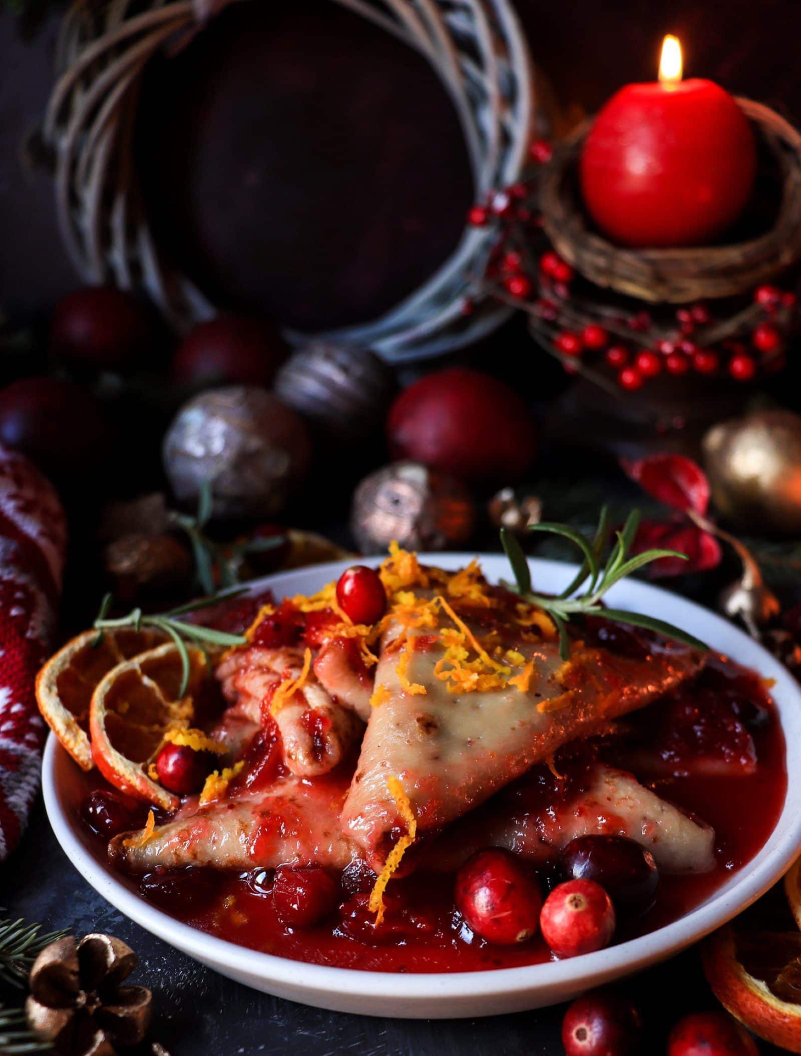 Crêpes with Cranberry Orange Sauce