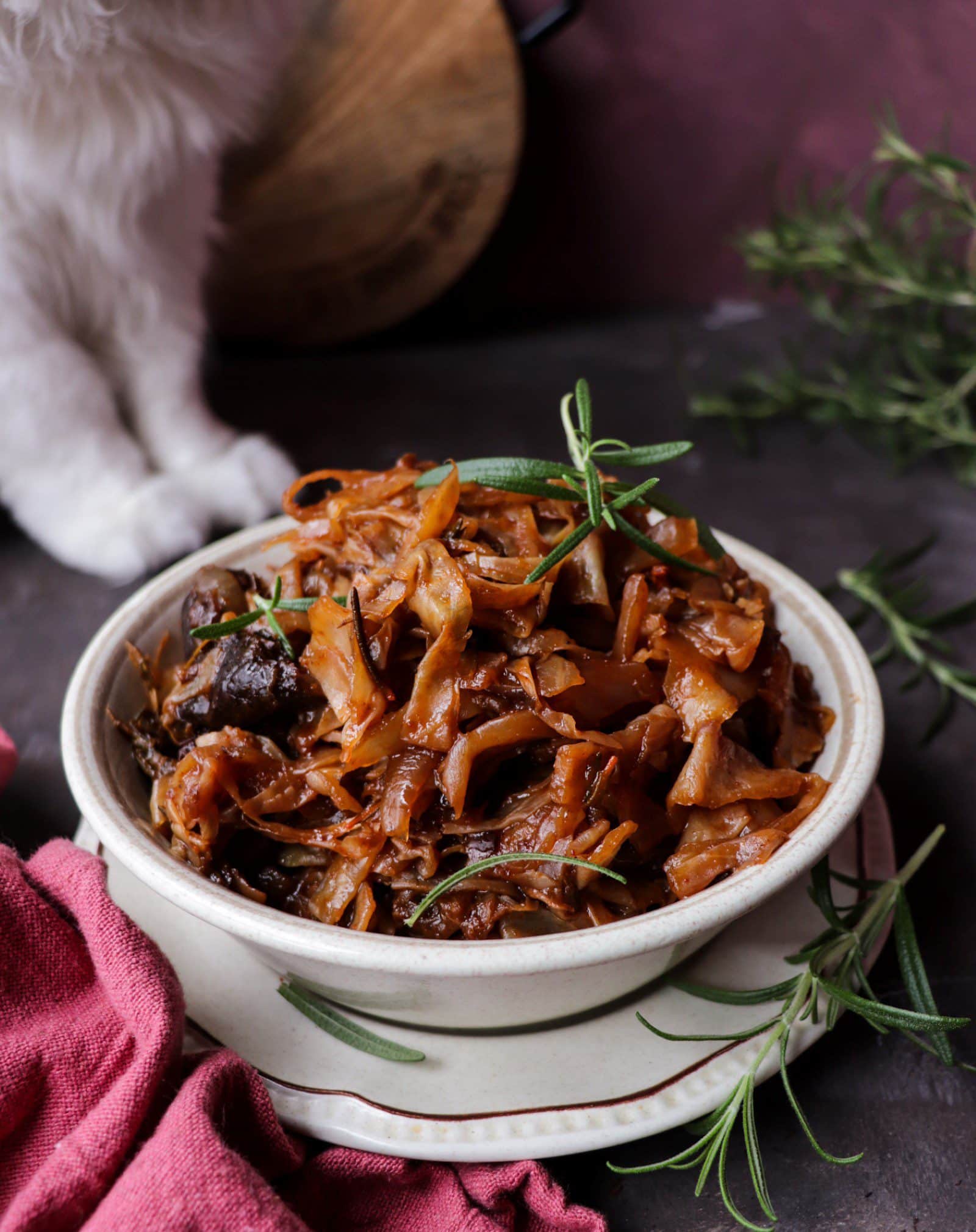 Braised Cabbage with Wine and Prunes