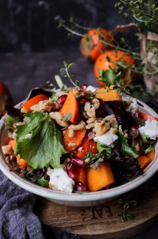 Persimmon Pomegranate Walnut Salad