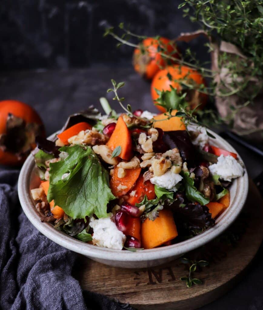 Persimmon Pomegranate Walnut Salad