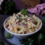 Pasta with Pancetta, Tomatoes, and Pine Nuts