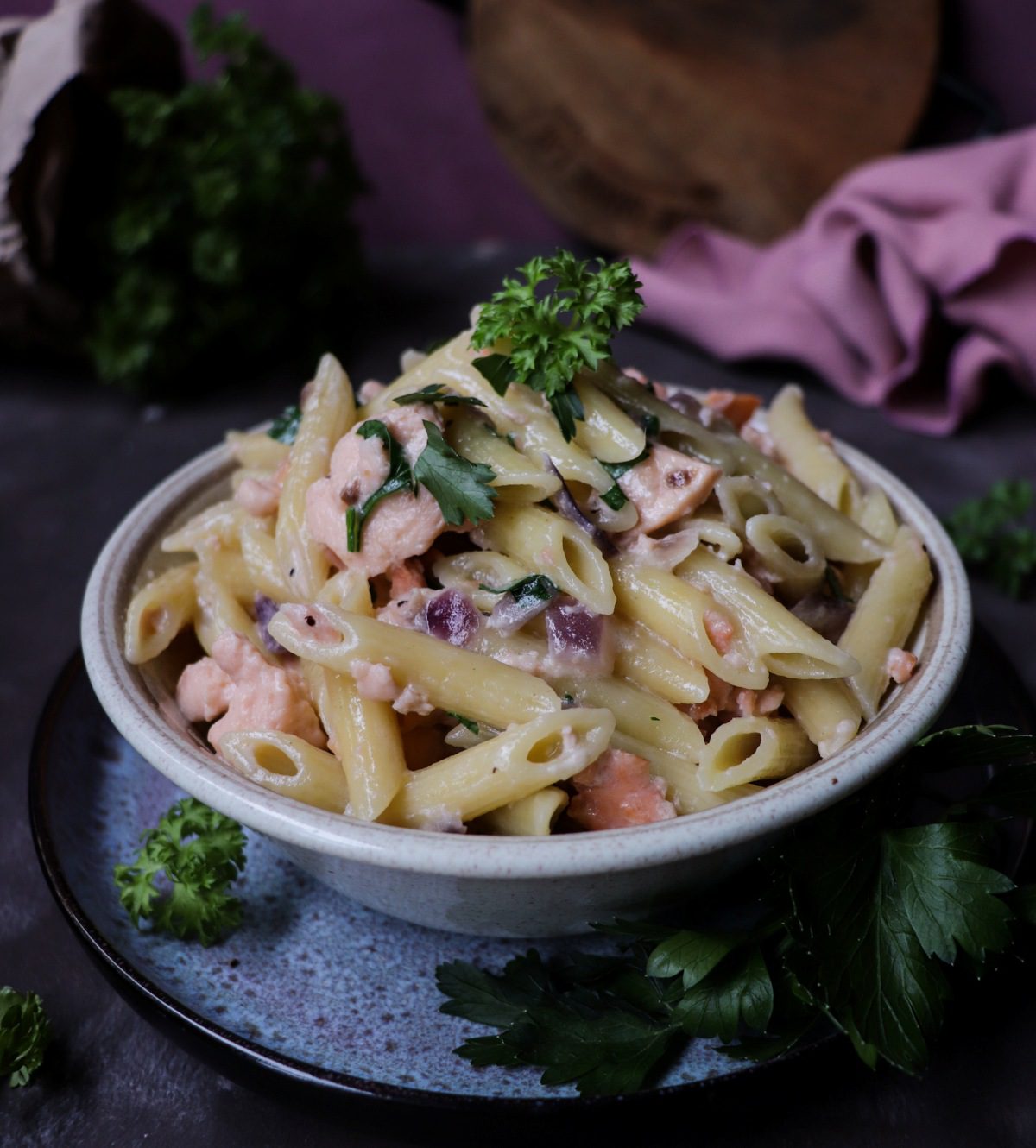 Pasta with Pancetta, Tomatoes, and Pine Nuts