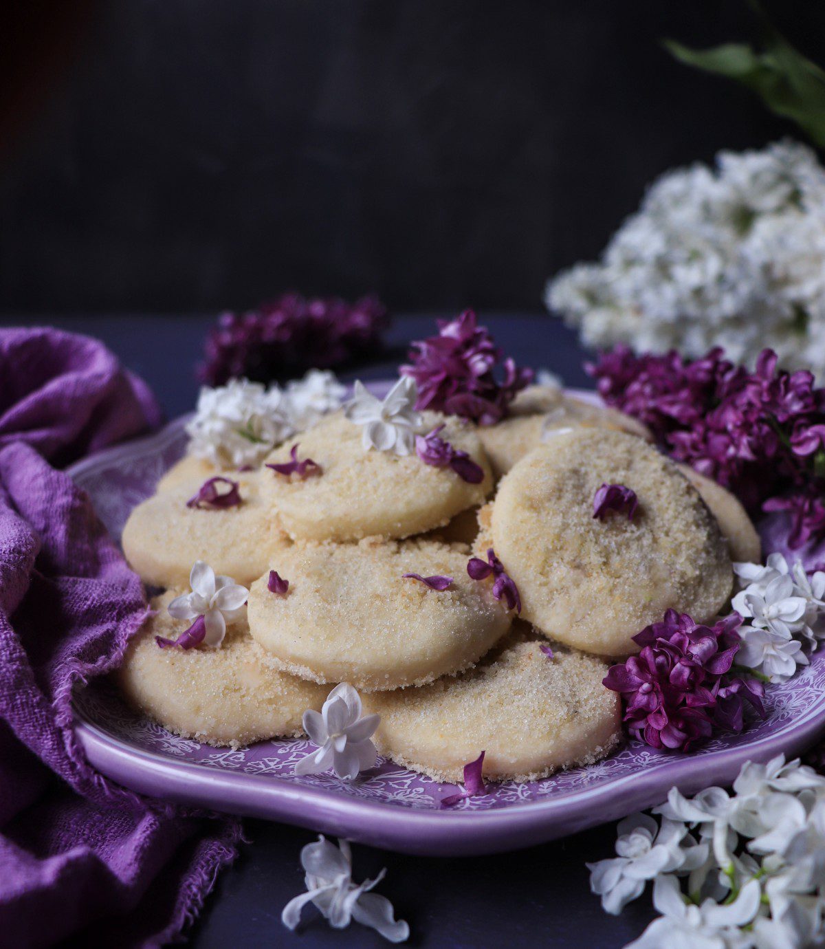 Lilac Sugar Shortbread Cookies (No Mixer and No Chill Recipe)