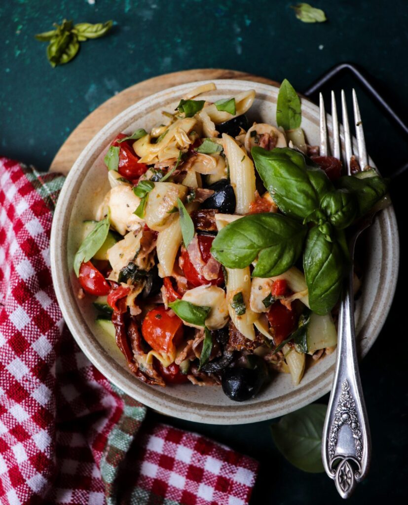 Pasta Salad with Artichokes, Mozzarella, and Salami