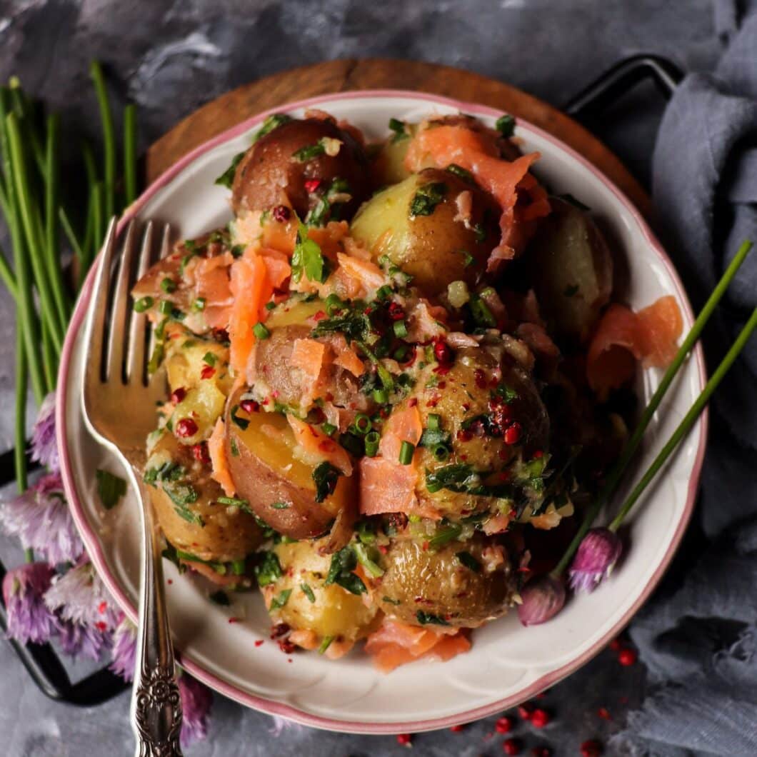 Smoked Salmon Potato Salad with Olive Oil and Capers