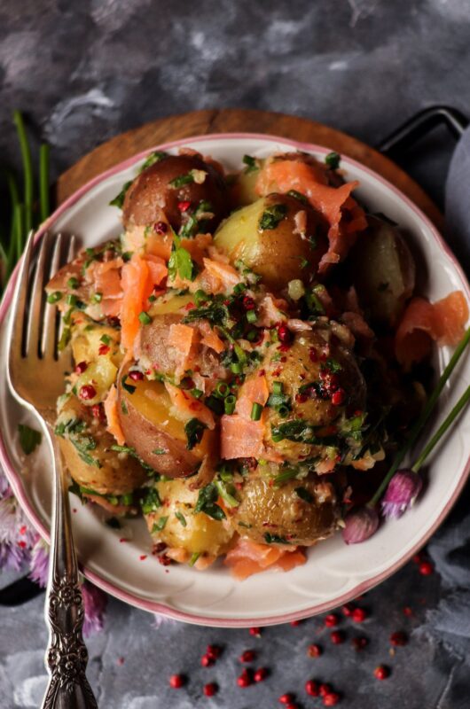 Smoked Salmon Potato Salad with Olive Oil and Capers
