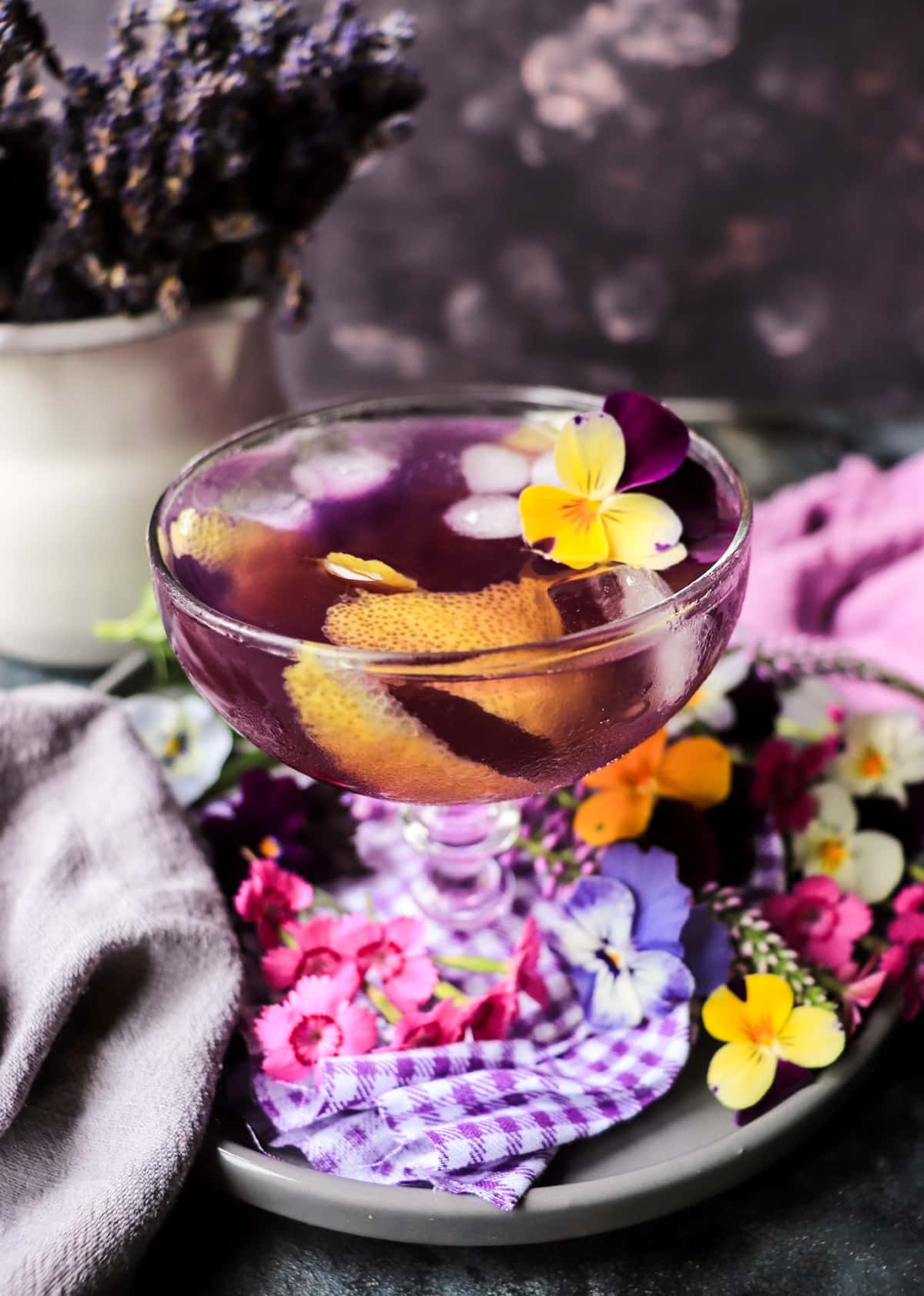 Crème de Violette Martini with Empress gin and lemon