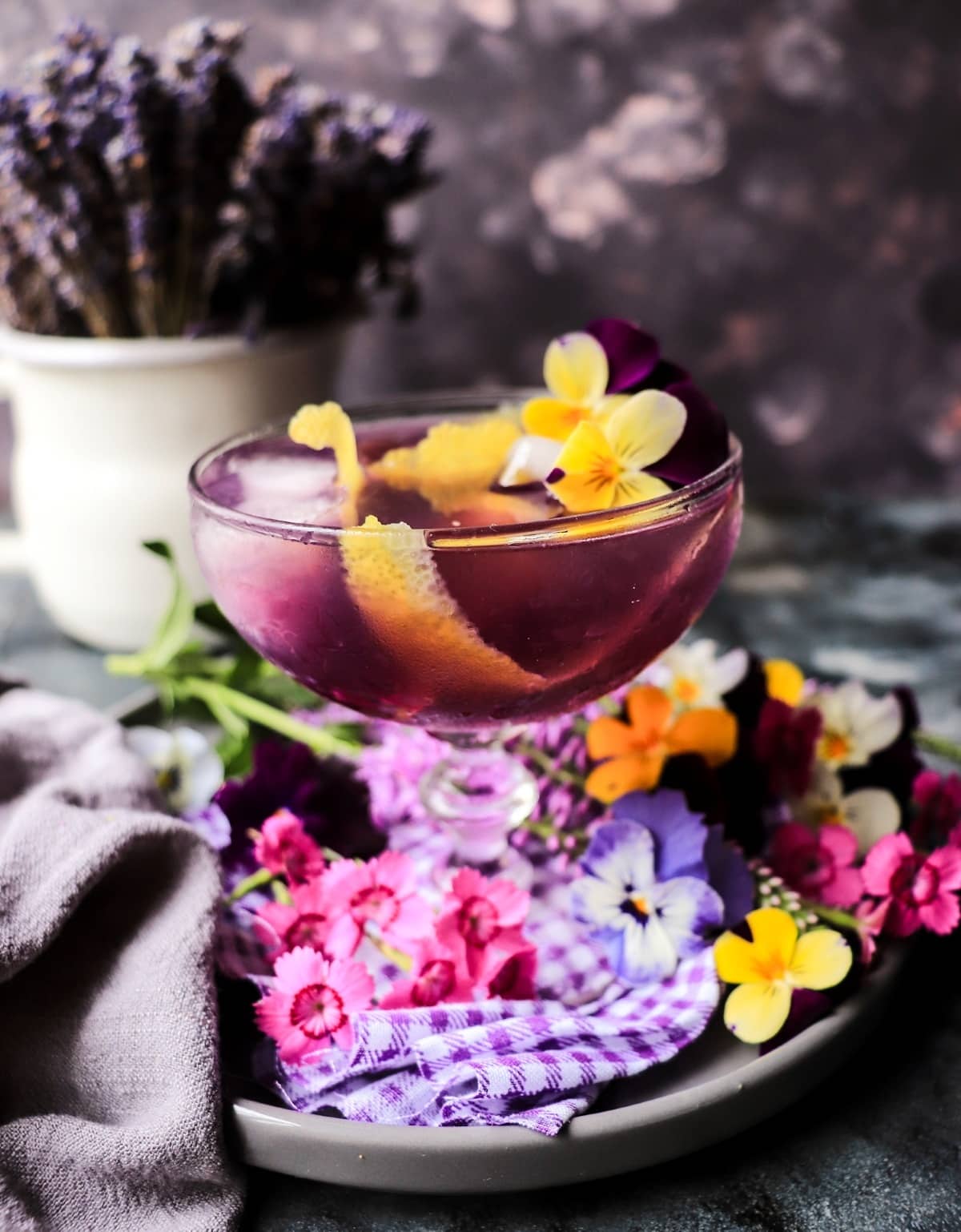 floral violet Martini with Empress 1908 gin and Crème de Violette