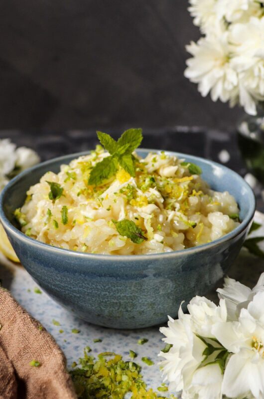 Dessert Lemon Risotto with Limoncello and White Chocolate
