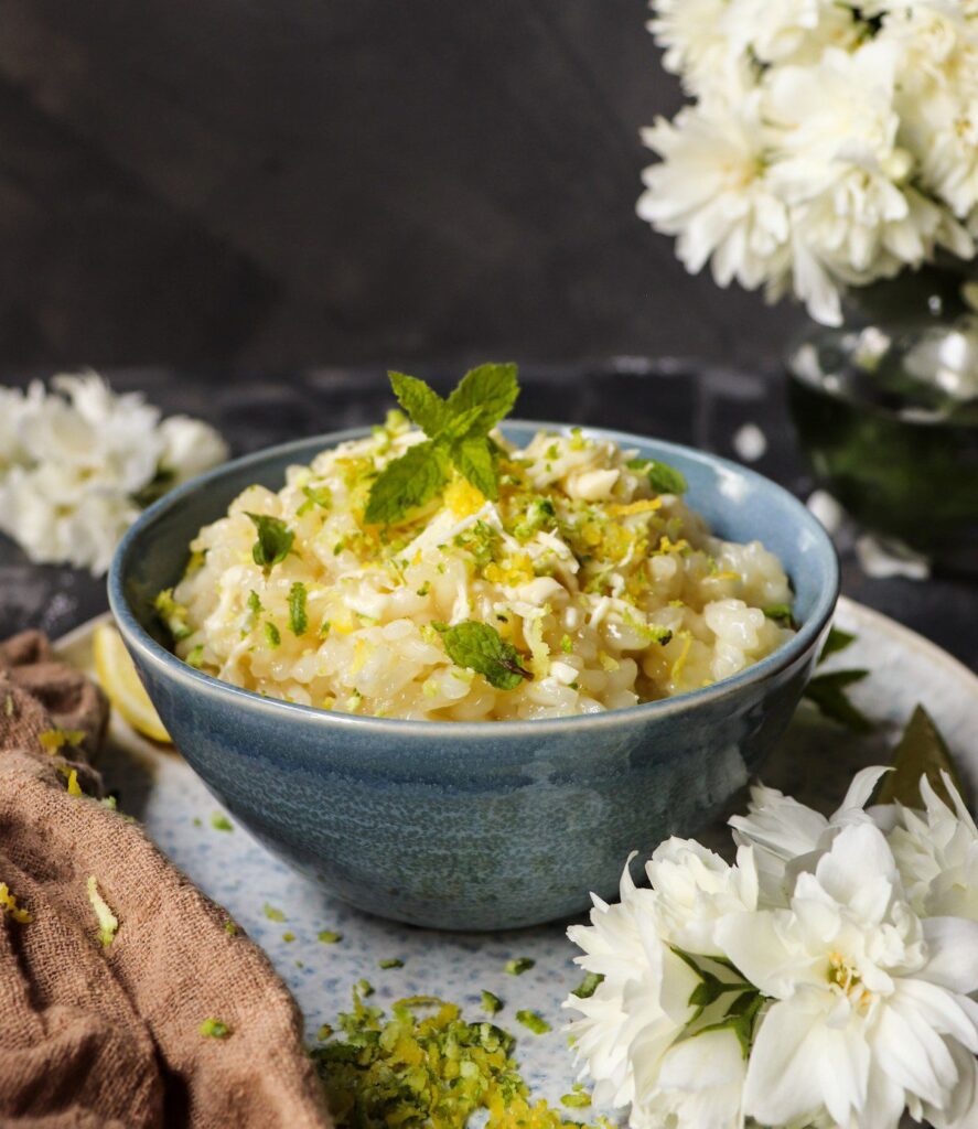 Dessert Lemon Risotto with Limoncello and White Chocolate