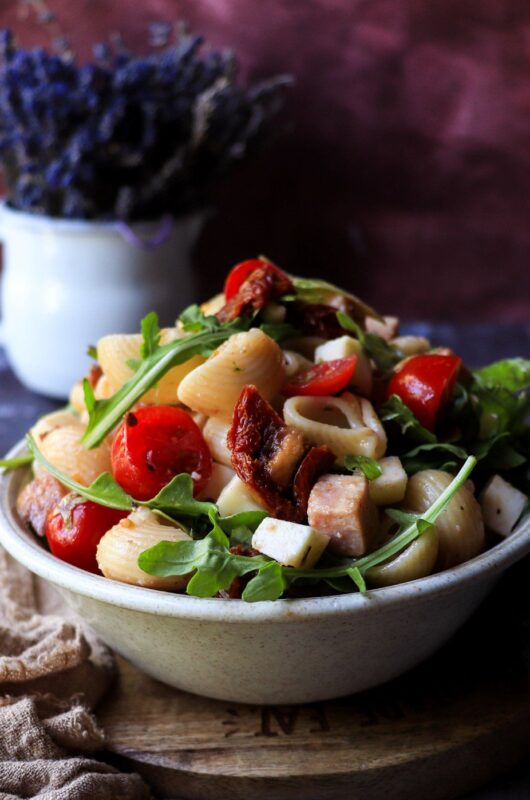 Mediterranean Pasta Salad with Ham and Mozzarella