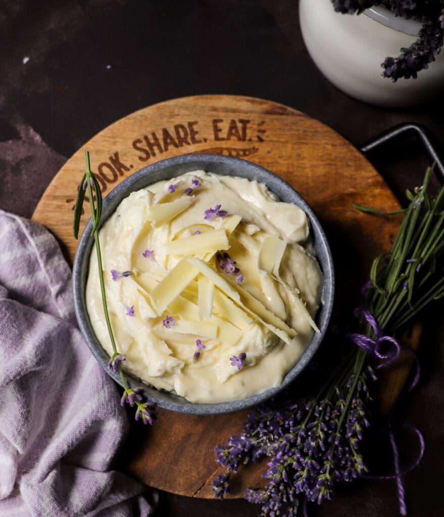 White Chocolate Lavender Goat Cheese Spread