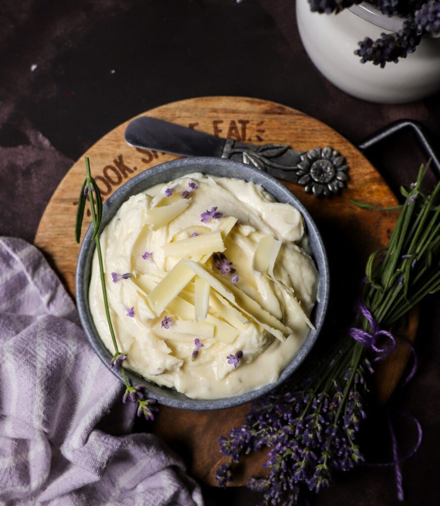 White Chocolate Lavender Goat Cheese Spread