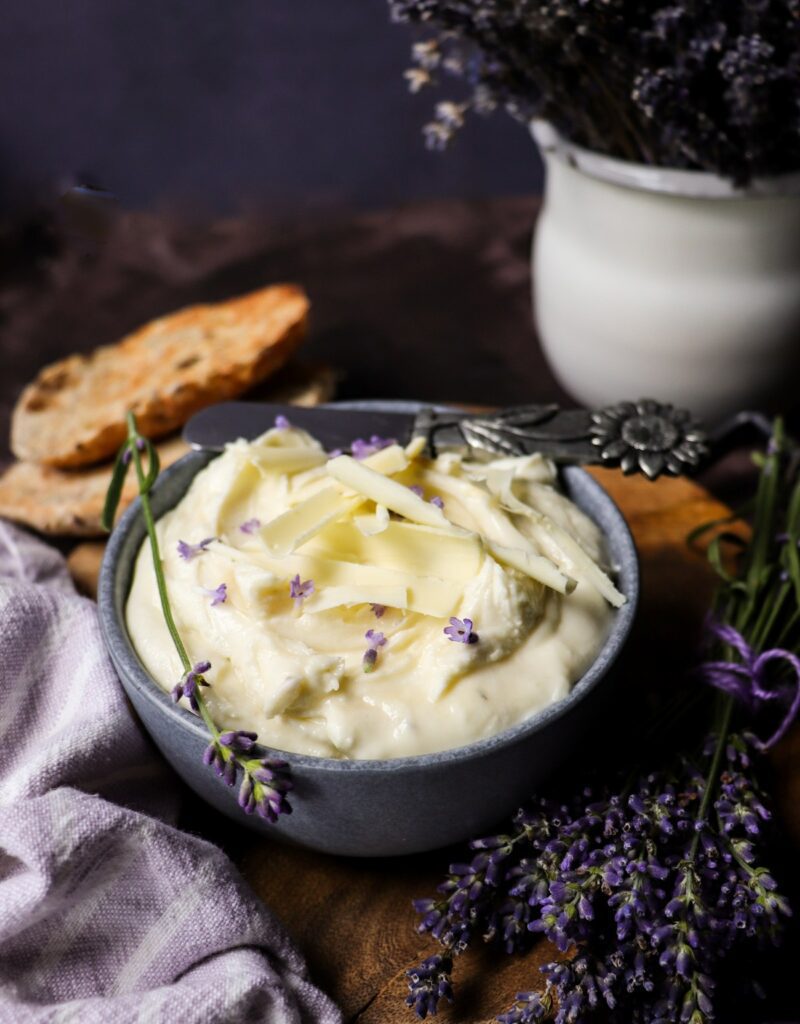 White Chocolate Lavender Goat Cheese Spread