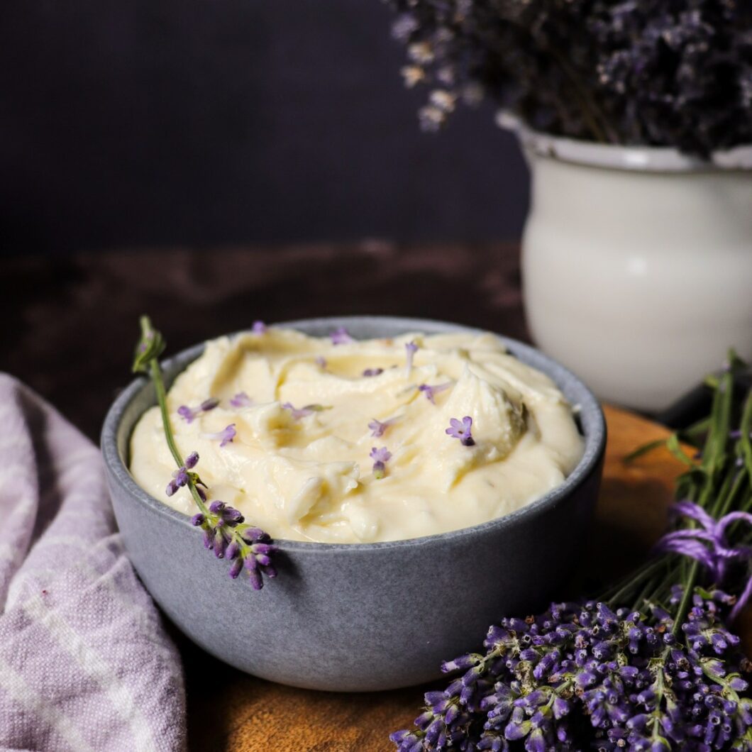 White Chocolate Lavender Goat Cheese Spread