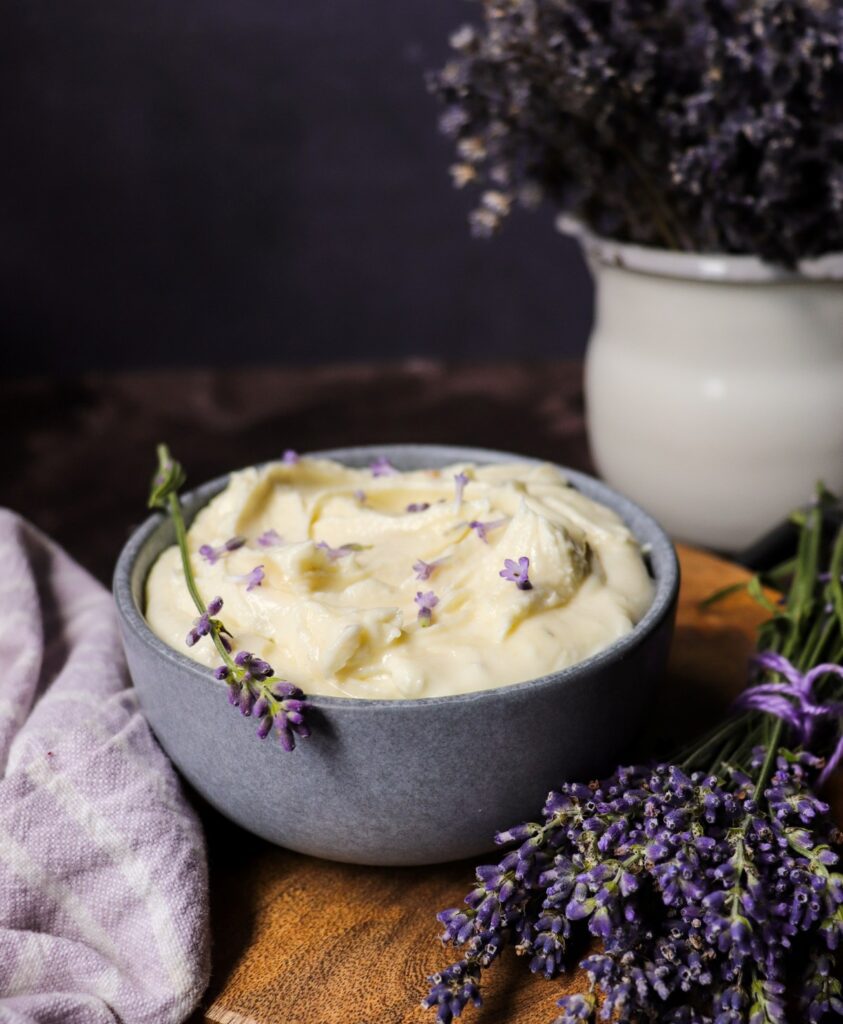 White Chocolate Lavender Goat Cheese Spread