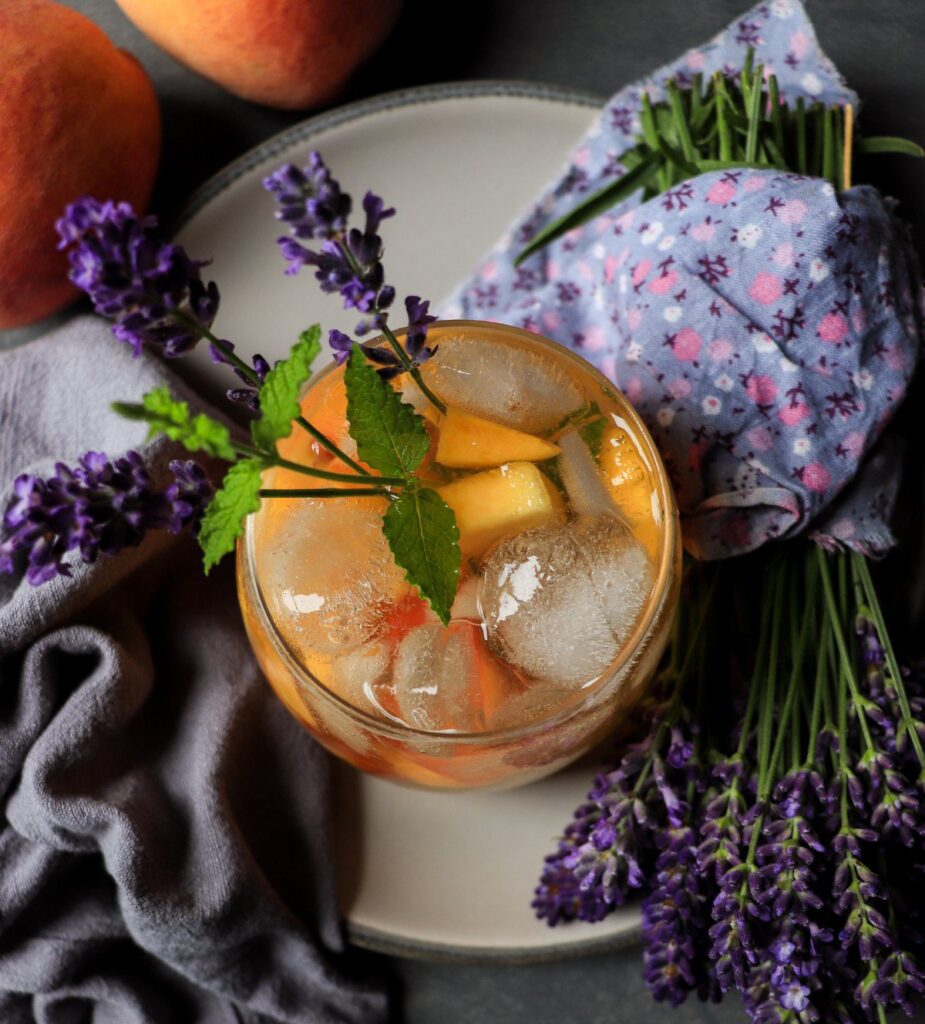 White Sangria with Lavender and Peaches