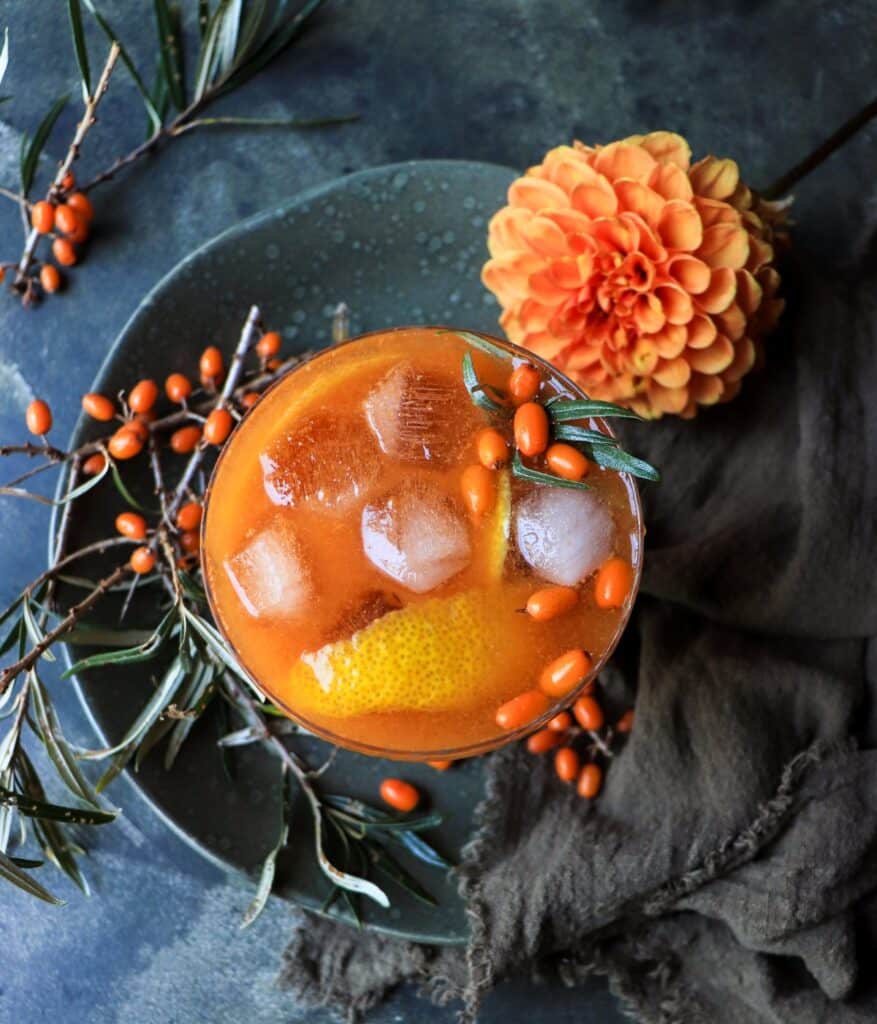 Honey Sea Buckthorn Cocktail with Ginger