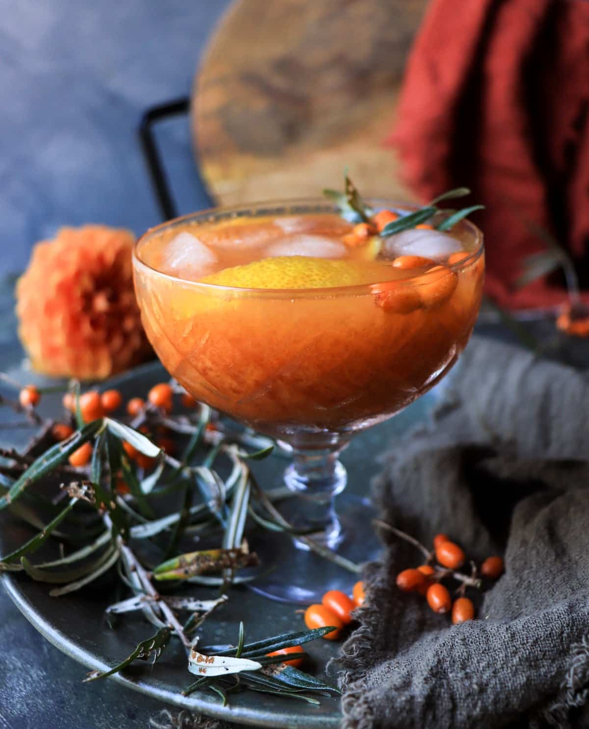 Honey Sea Buckthorn Cocktail with Ginger