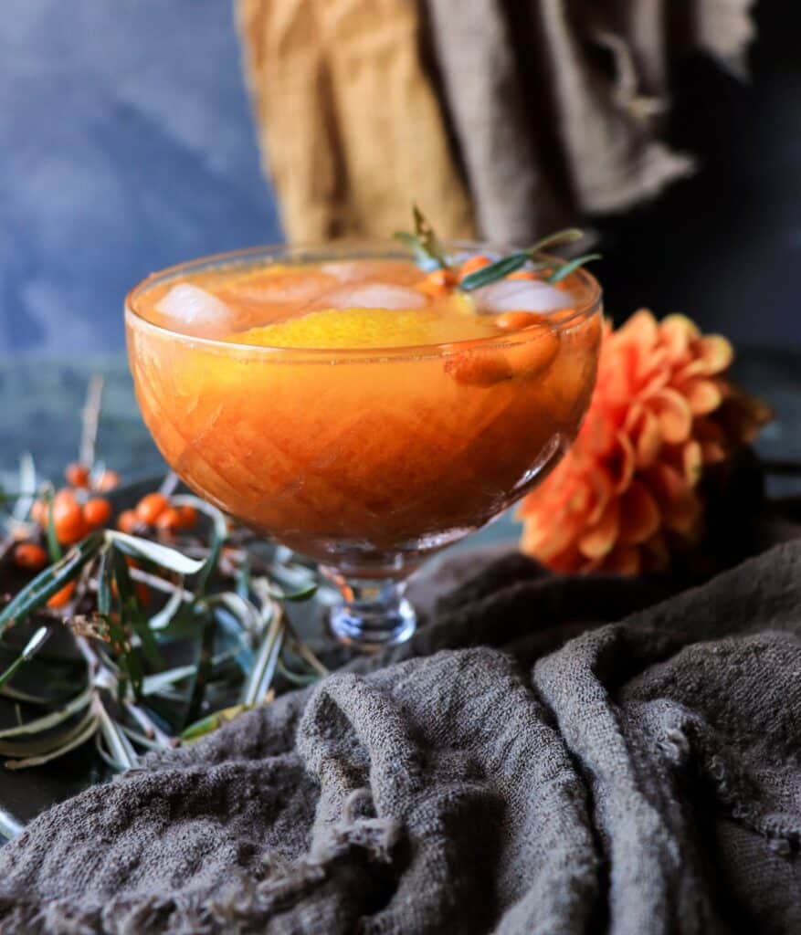 Honey Sea Buckthorn Cocktail with Ginger