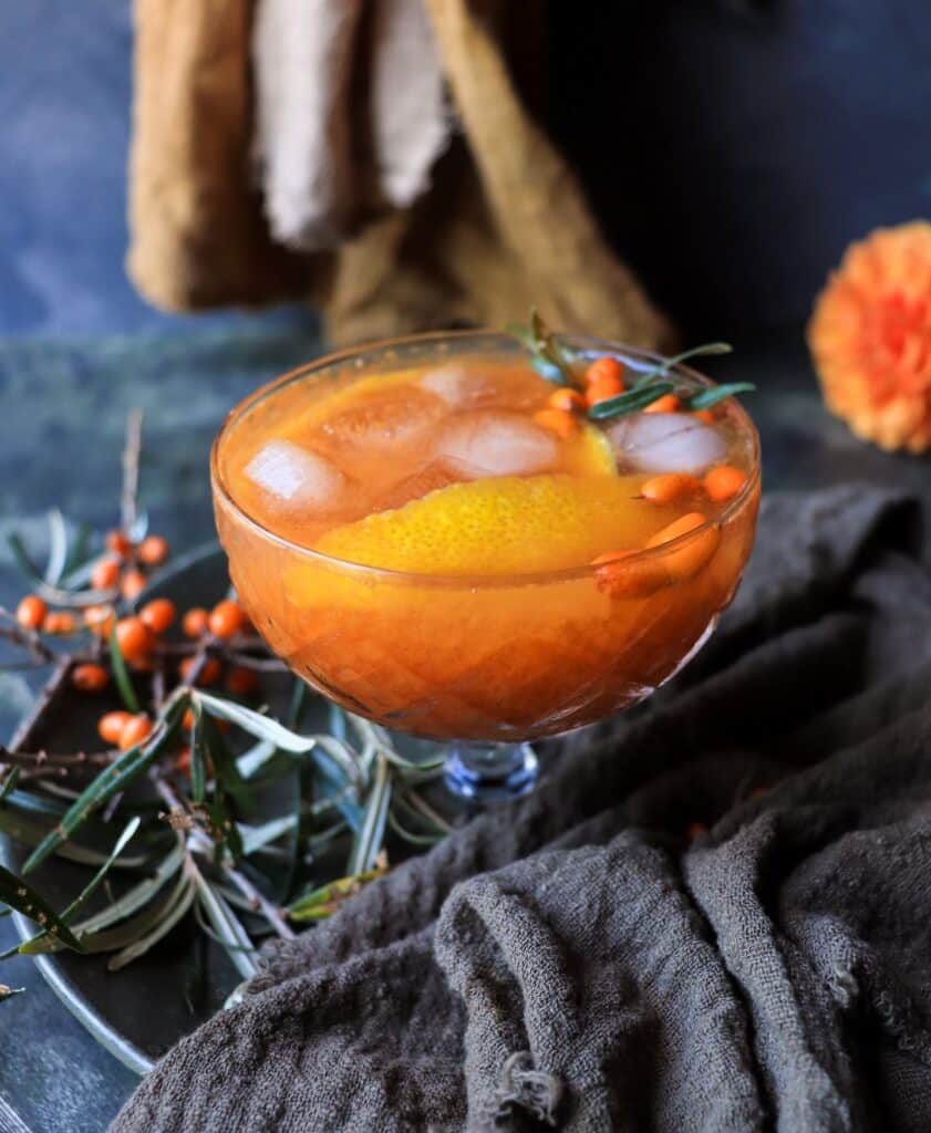 Honey Sea Buckthorn Cocktail with Ginger
