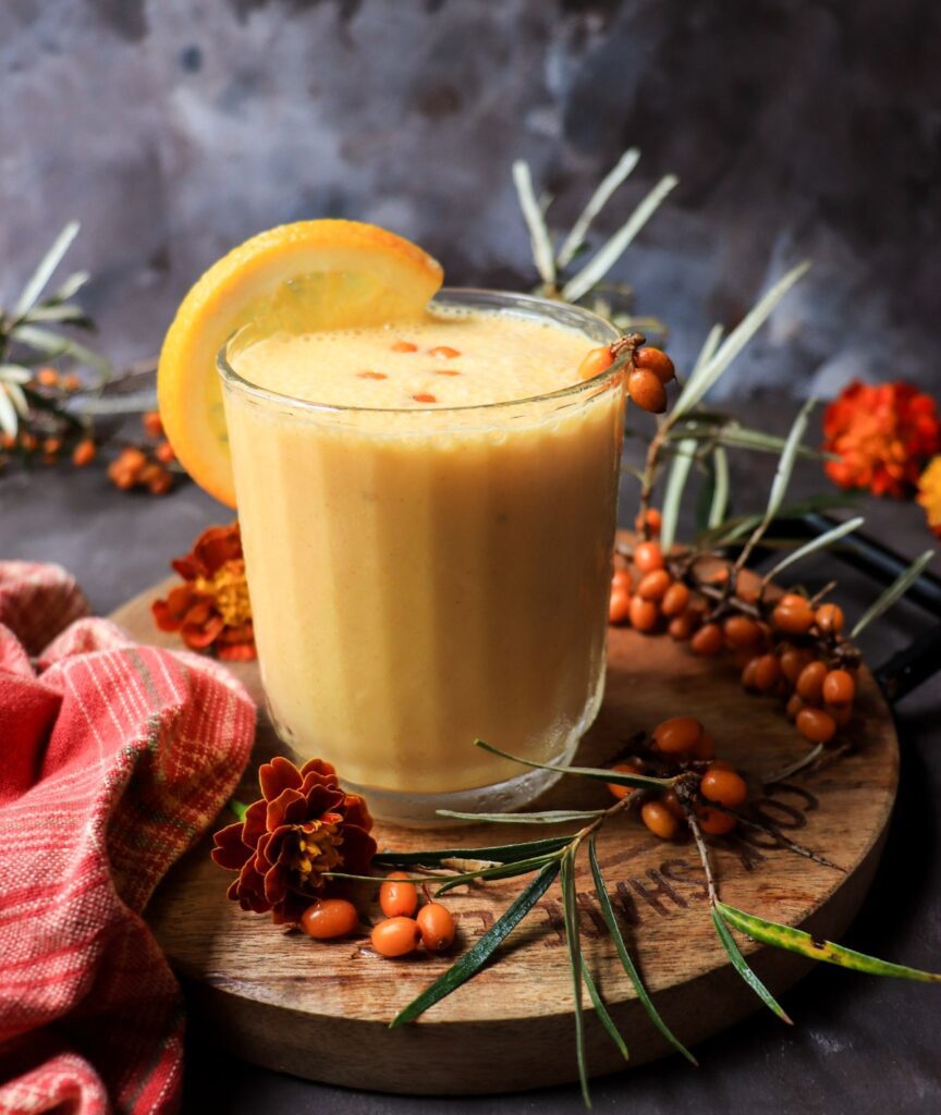 Orange Sea Buckthorn Smoothie with Greek Yogurt and Banana
