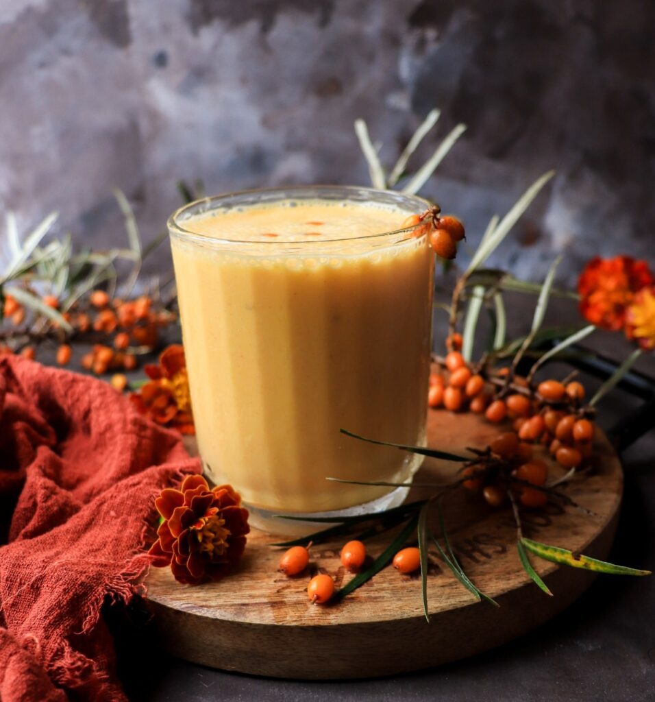 Orange Sea Buckthorn Smoothie with Greek Yogurt and Banana