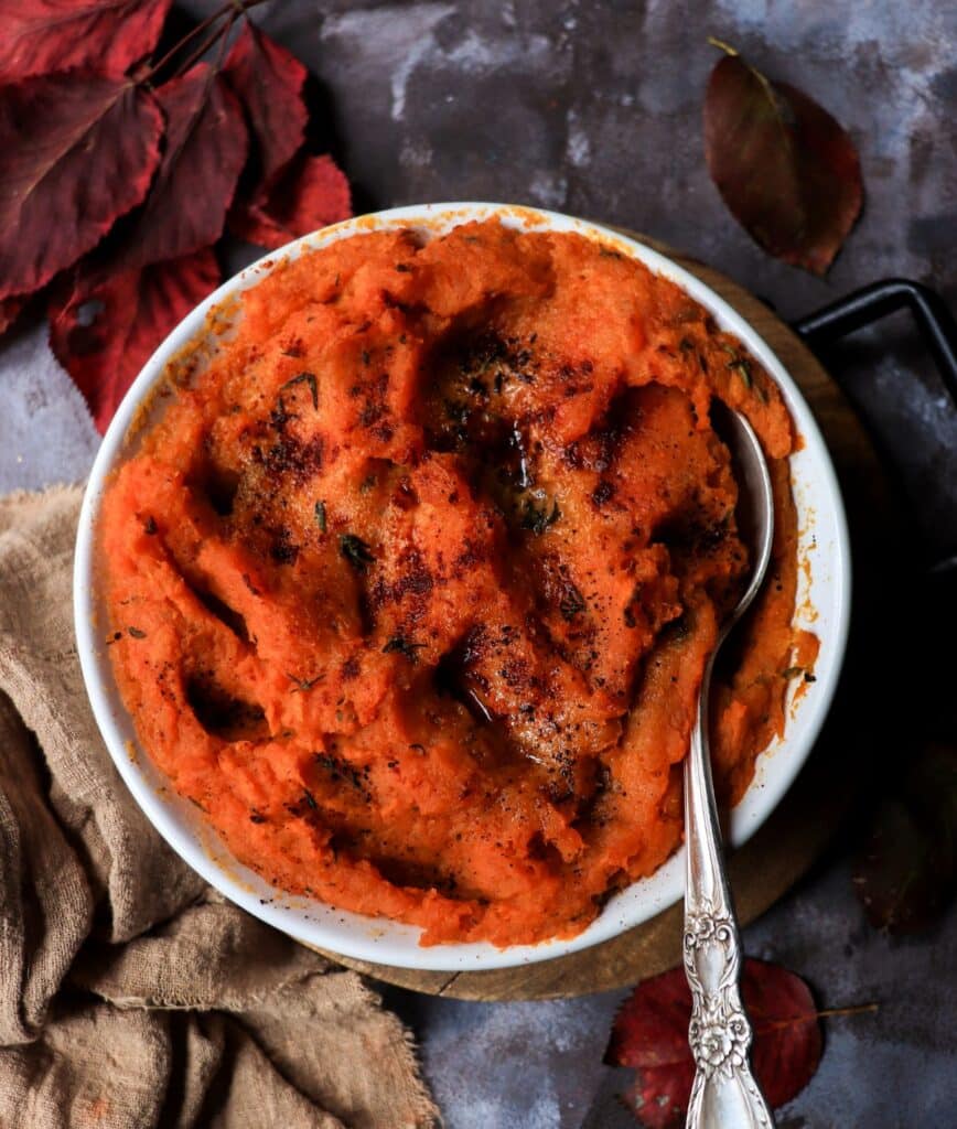 Baked Savoury Mashed Sweet Potatoes recipe