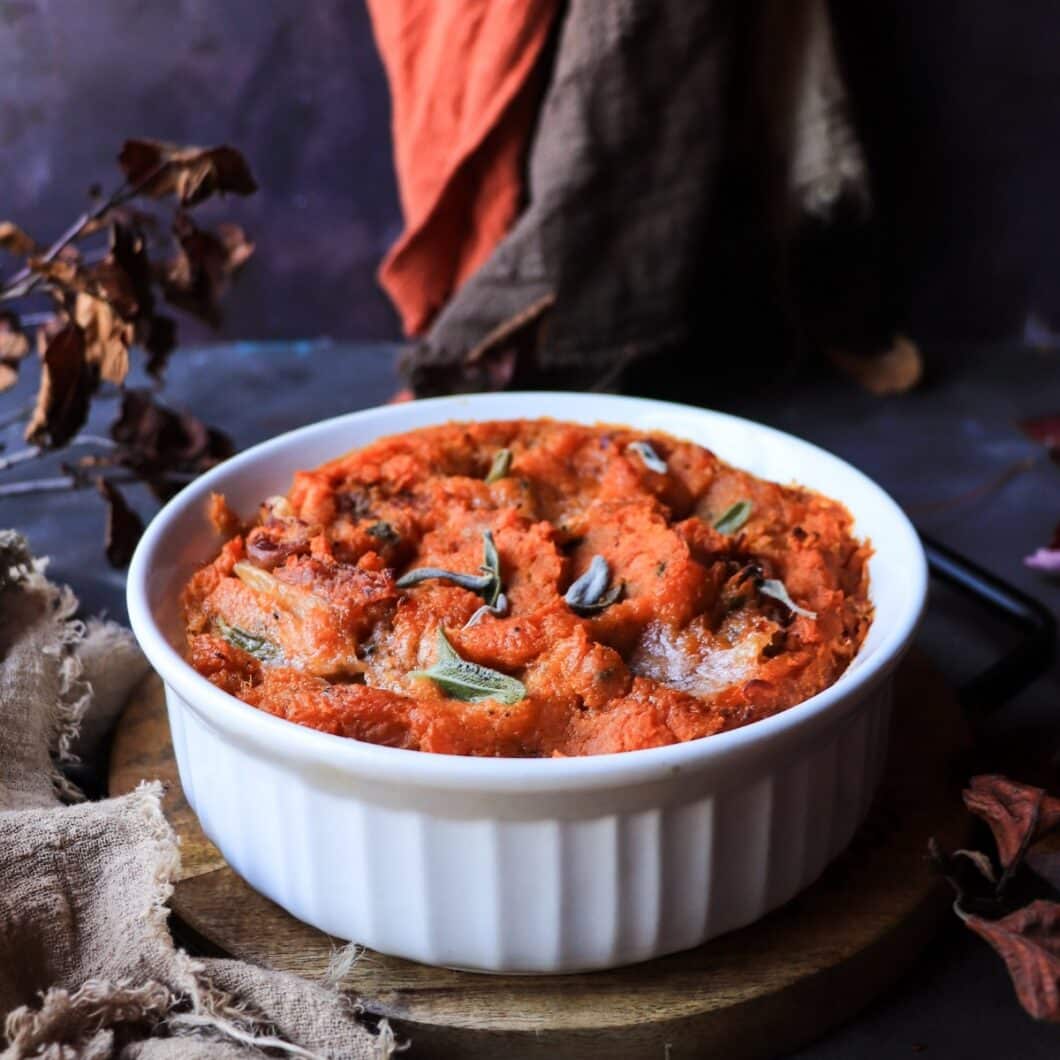 Baked Mashed Sweet Potatoes with Prosciutto and Sage