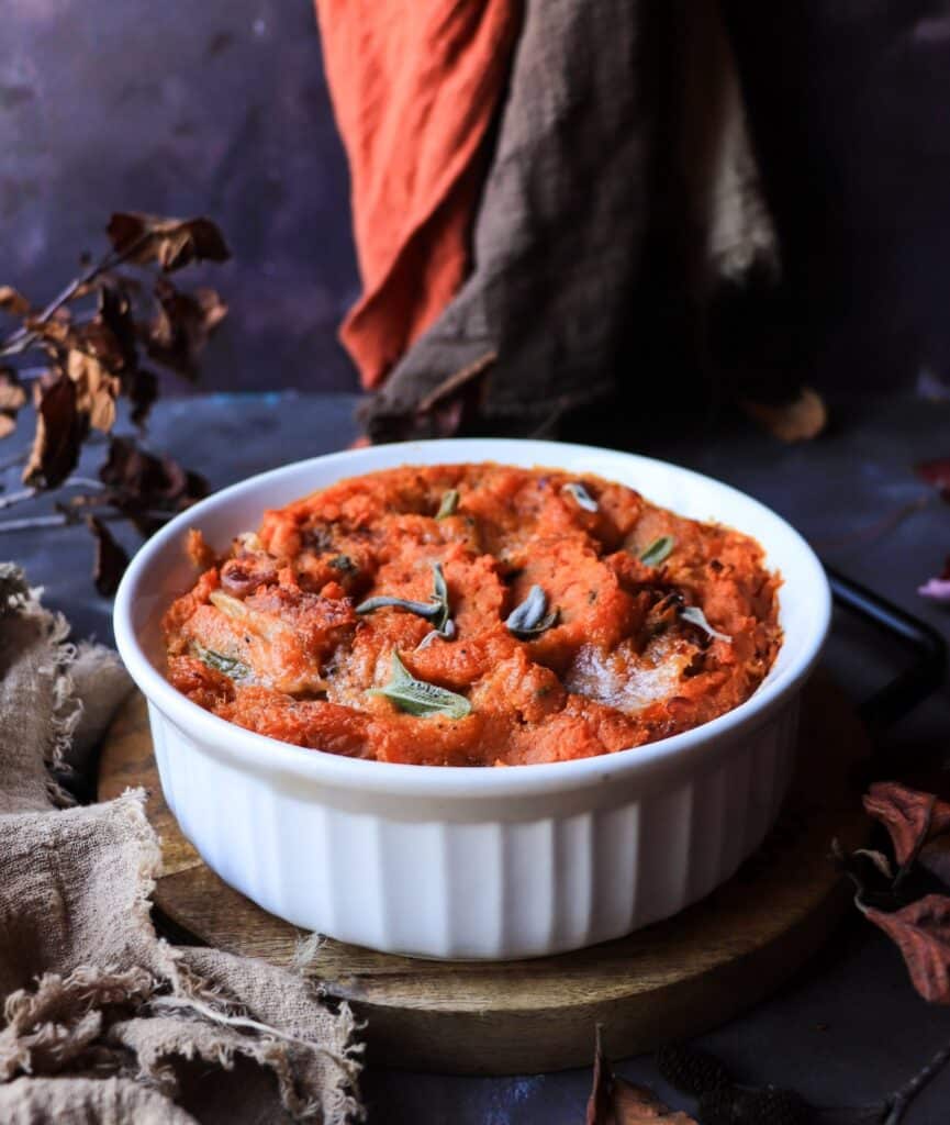 Baked Mashed Sweet Potatoes recipe with Prosciutto and Sage