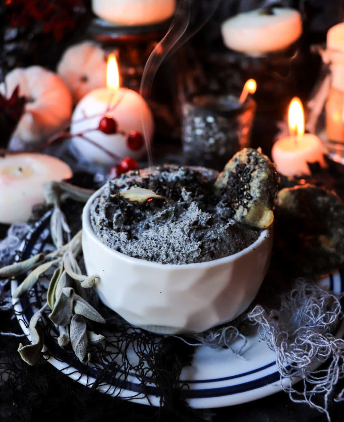 Black Sesame Goat Cheese Spread - Fun Halloween Recipe