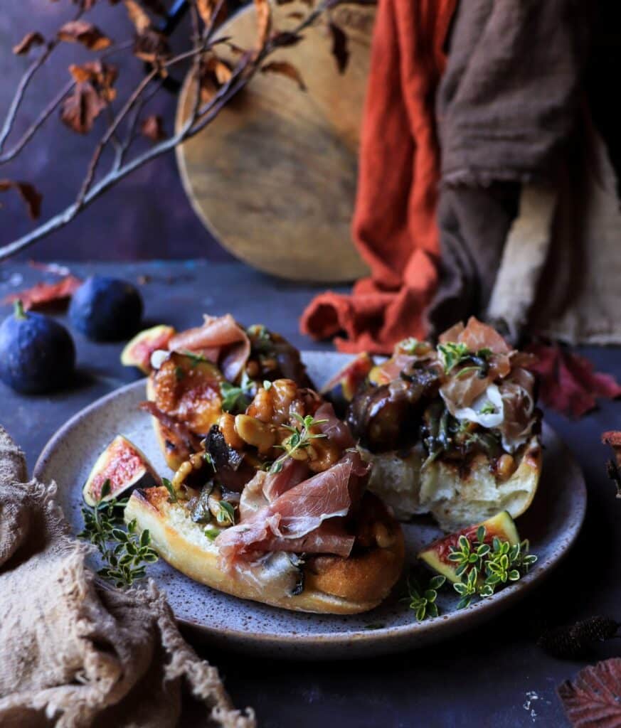 Fig Walnut Prosciutto Bruschetta